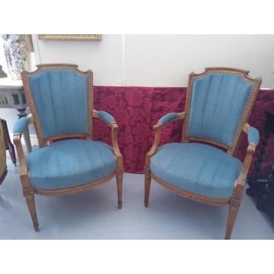 Pair Of Louis XVI Armchairs With Hats